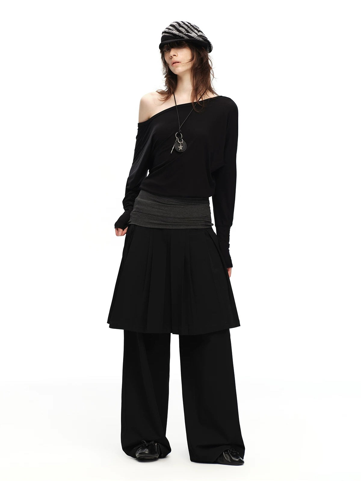 Pleated Skirt Pants