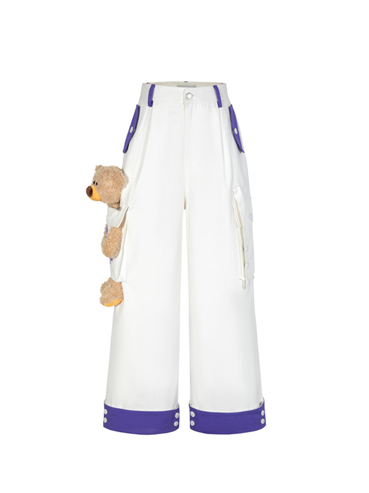 White & Black Bear Cargo Pants