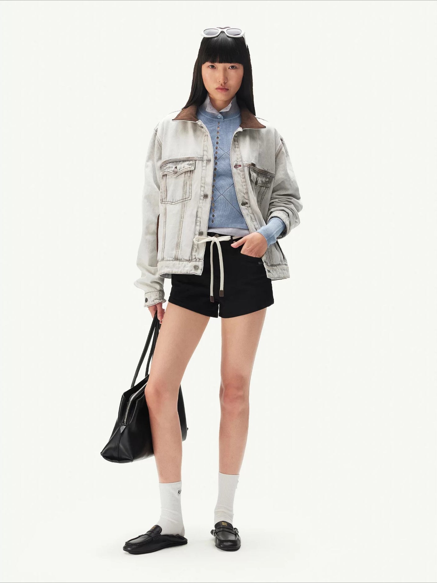 Contrast Suede Denim Jacket