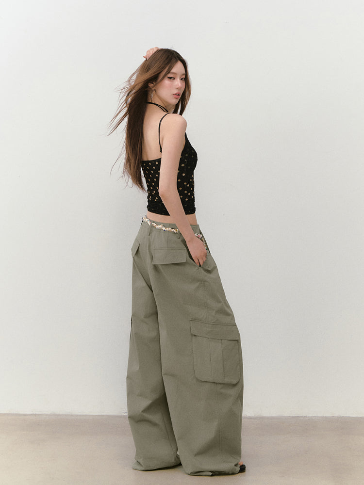 Irregular Tie-Dye Polka Dot Lace Vest