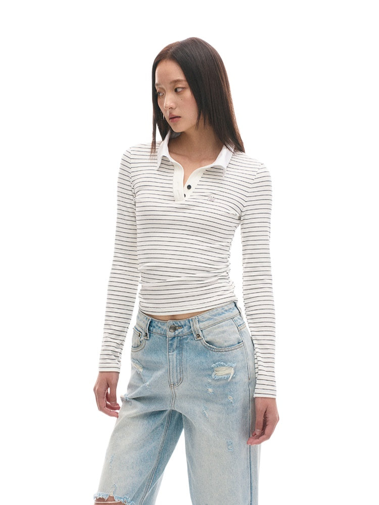 Vintage Slim Fit Black & White Striped T-shirt