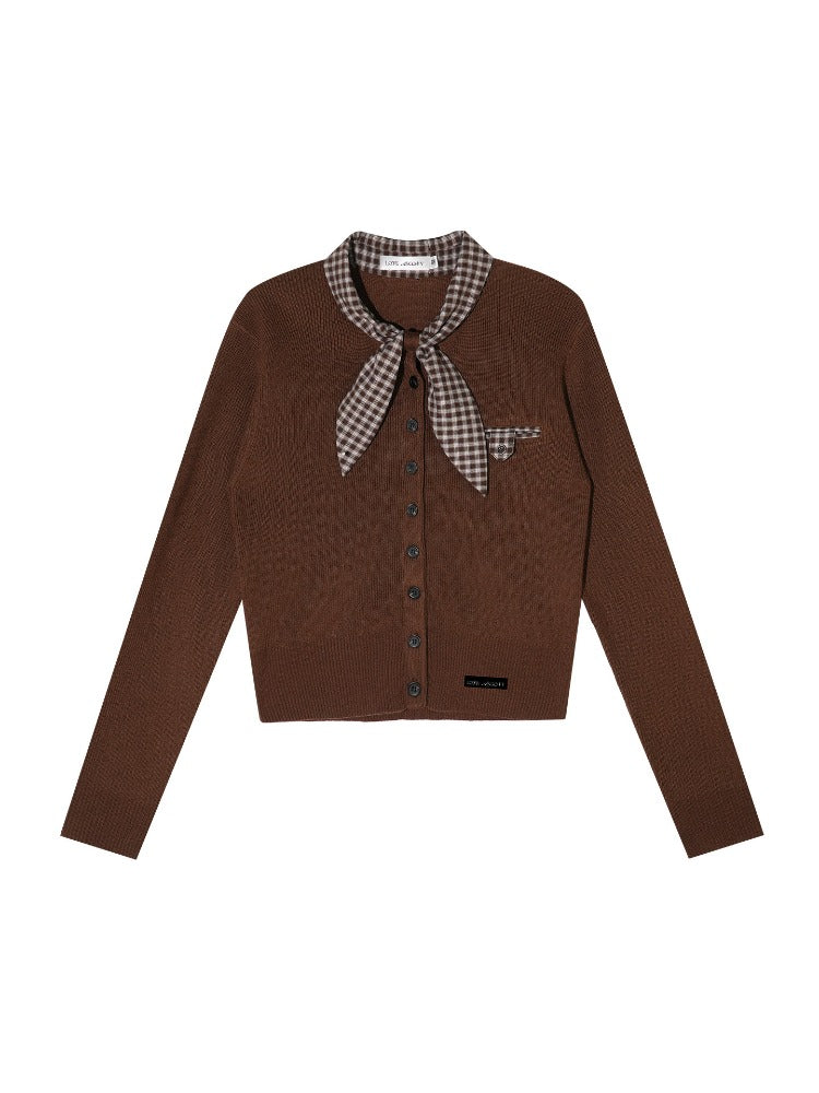 Wool Plaid Bunny Tie Knit Top & Skirt Set