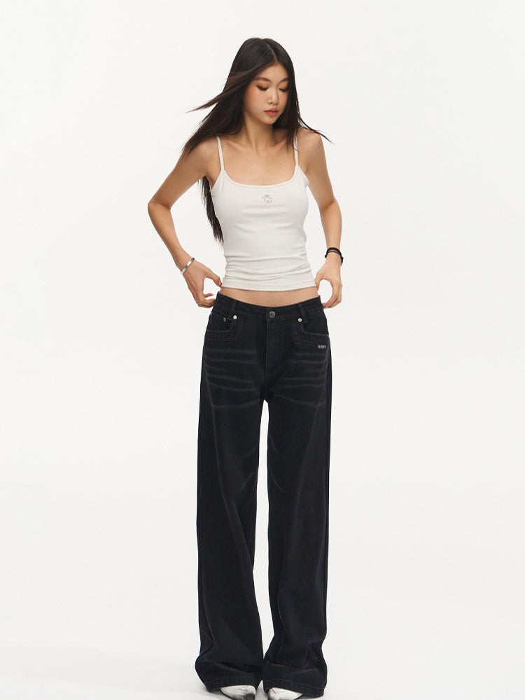 Vintage Low-Waist Loose Straight-Leg Pants