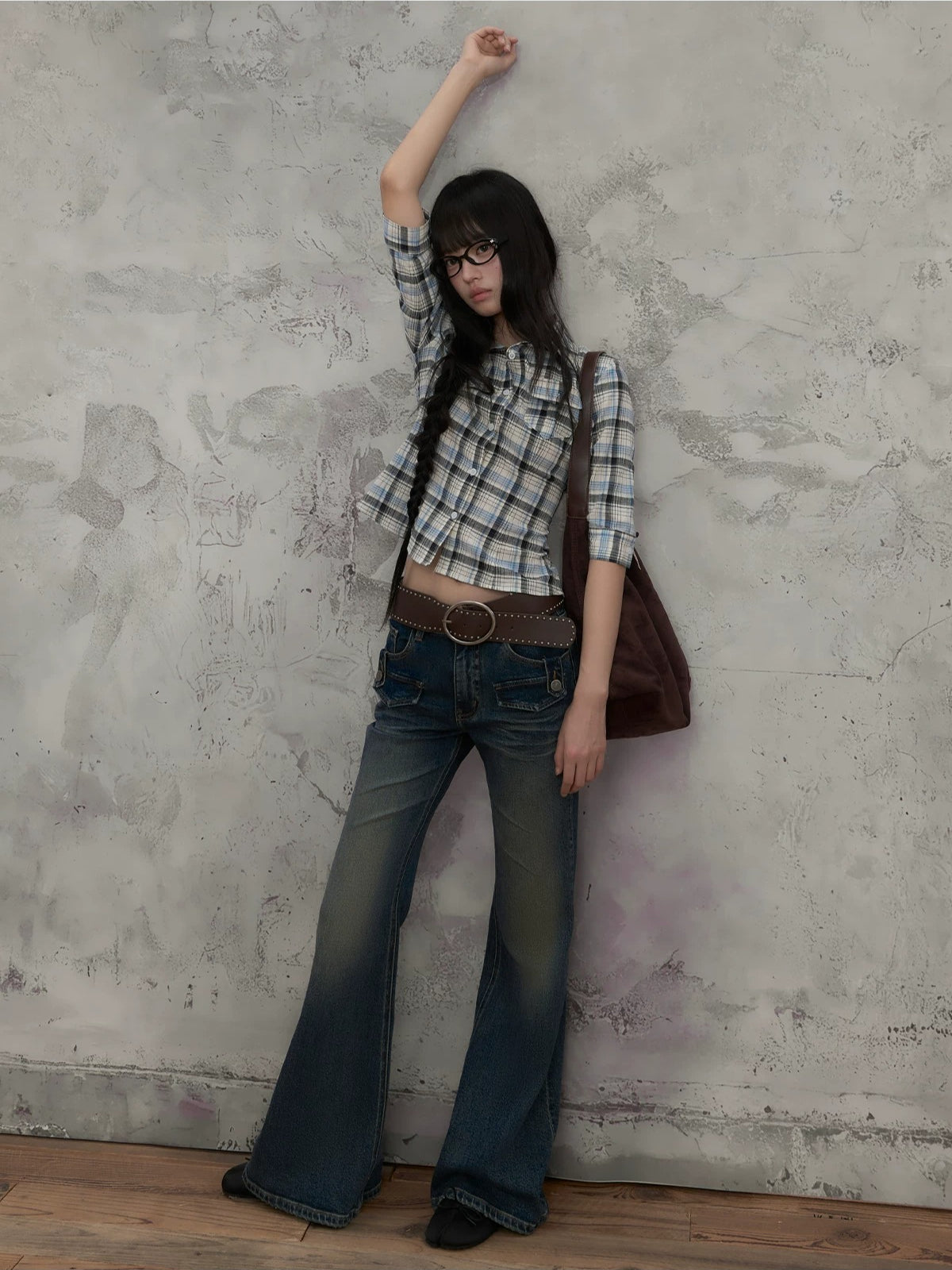 Plaid Ruched Shirt