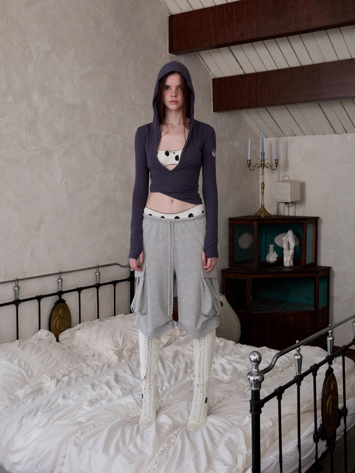 Hooded Zip Slim Long-Sleeve T-shirt