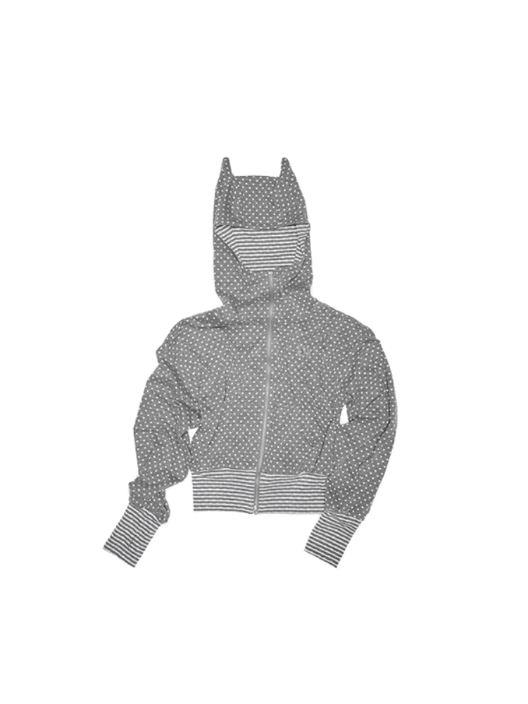 Double-Slider Small Polka Dot Devil Horn Hoodie