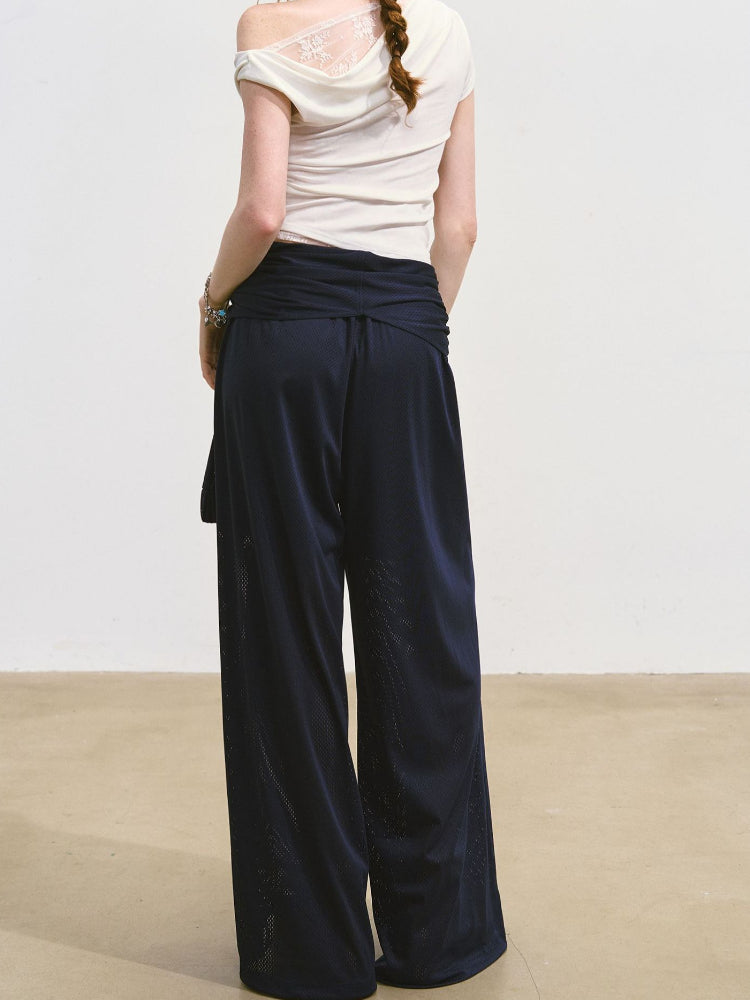 Tie-Waist Flowy Linen Wide-Leg Pants