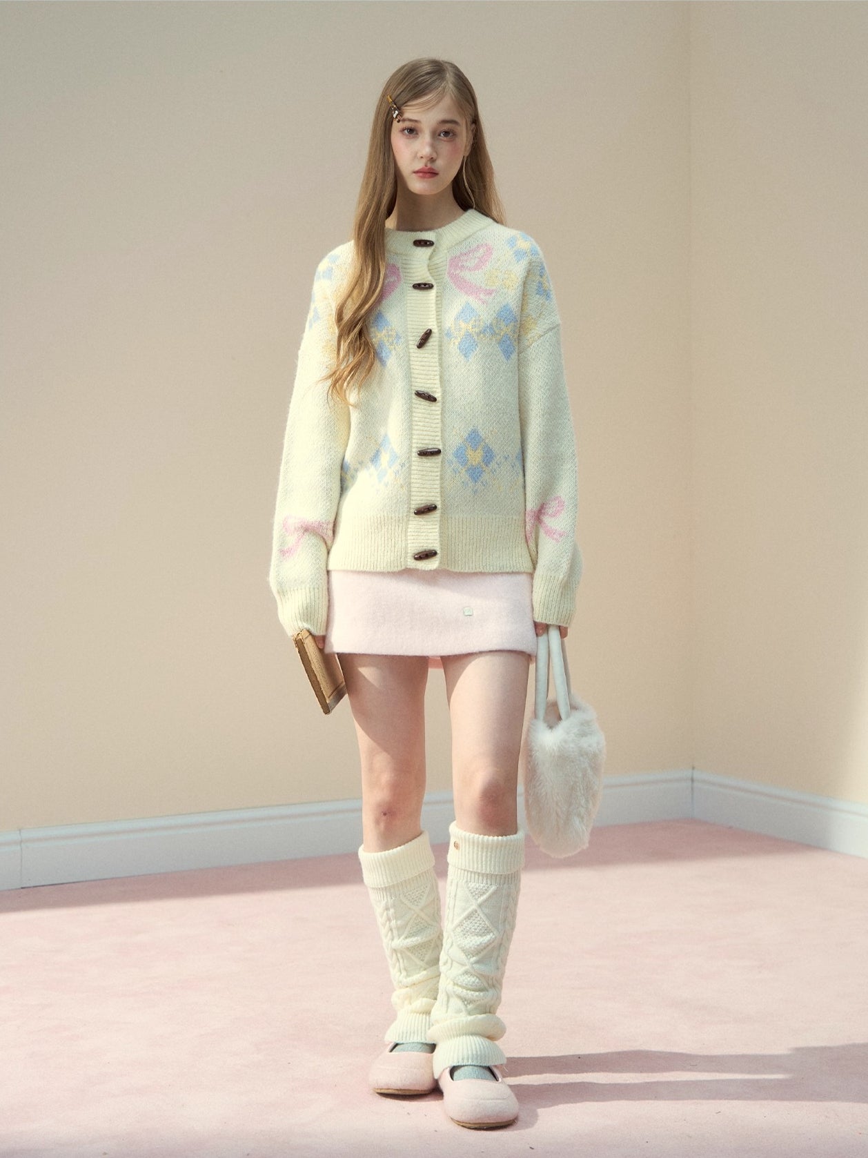 Fair Isle Wool Blend Toggle Buttons Sweater