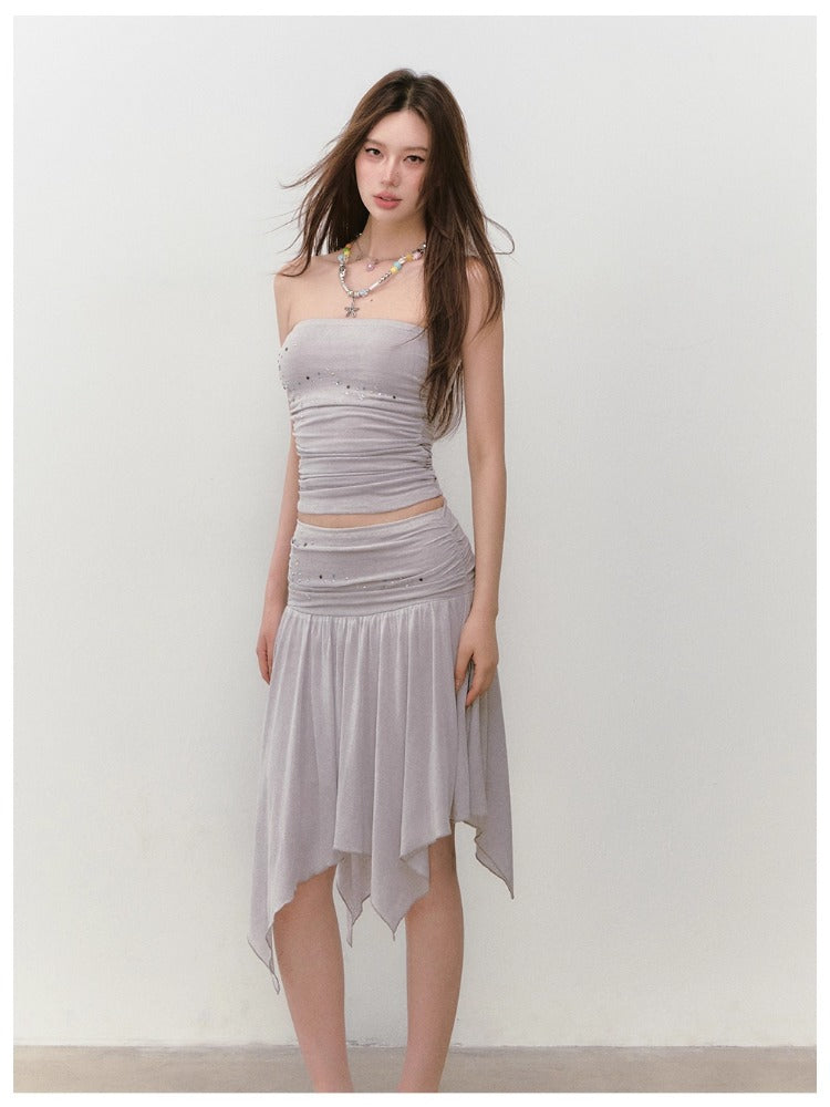 Star Beaded Ruffled Acetate Bustier