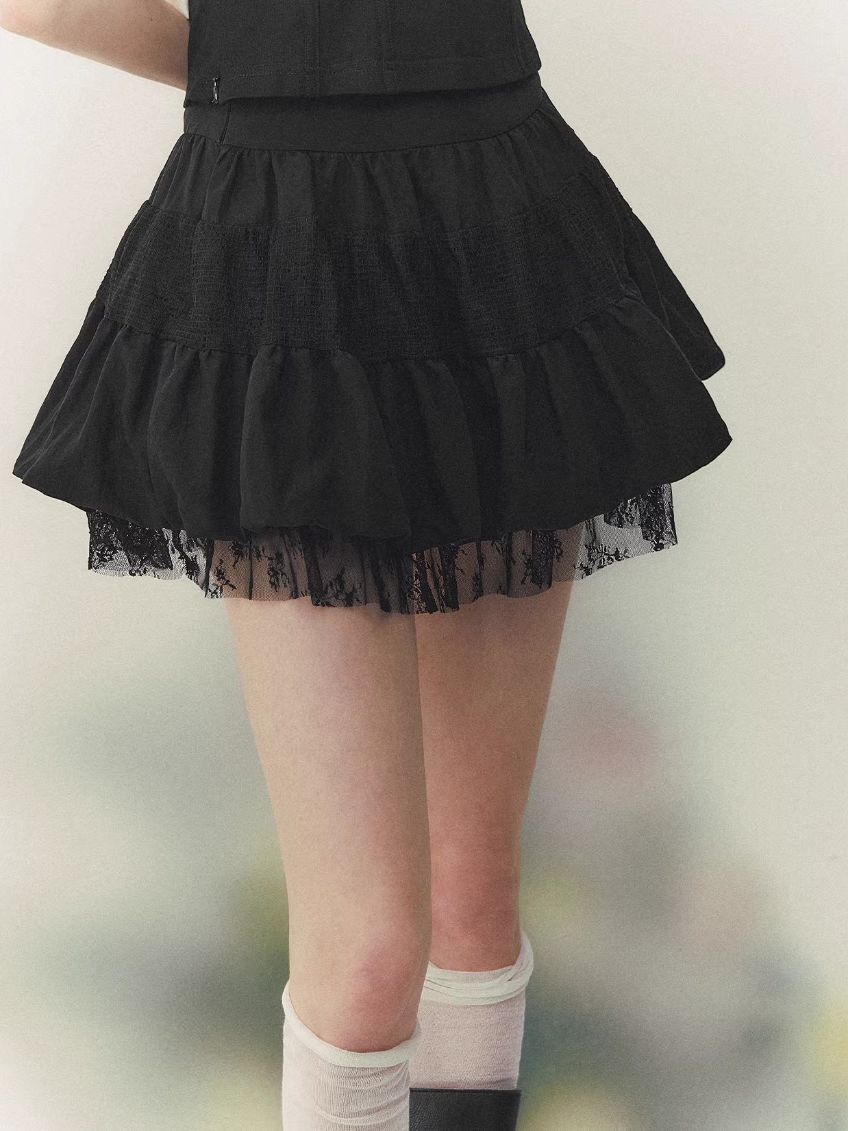 Lace Tiered Mini Skirt