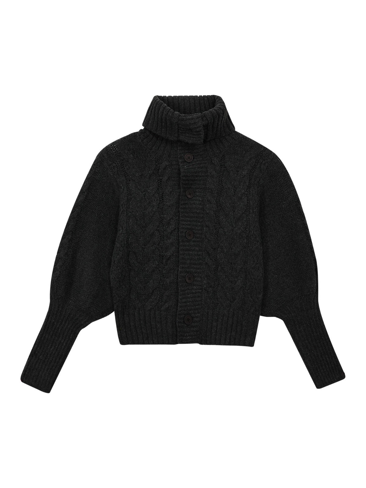 Vintage Oversized Collar Cable-Knit Cardigan