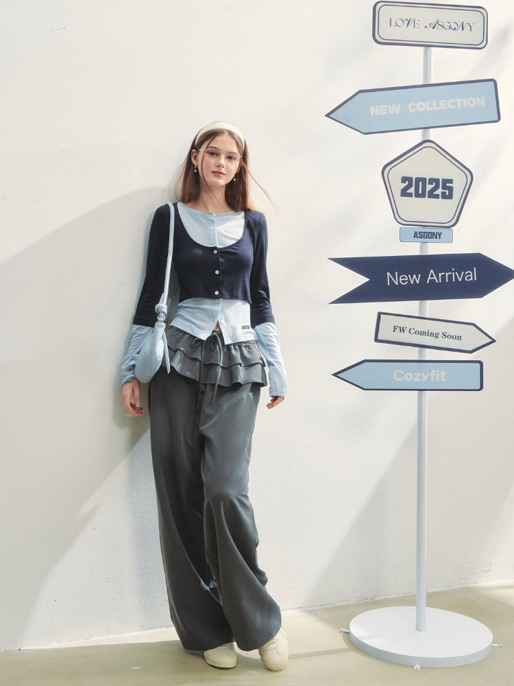 Striped Two-piece Contrast Color Cardigan