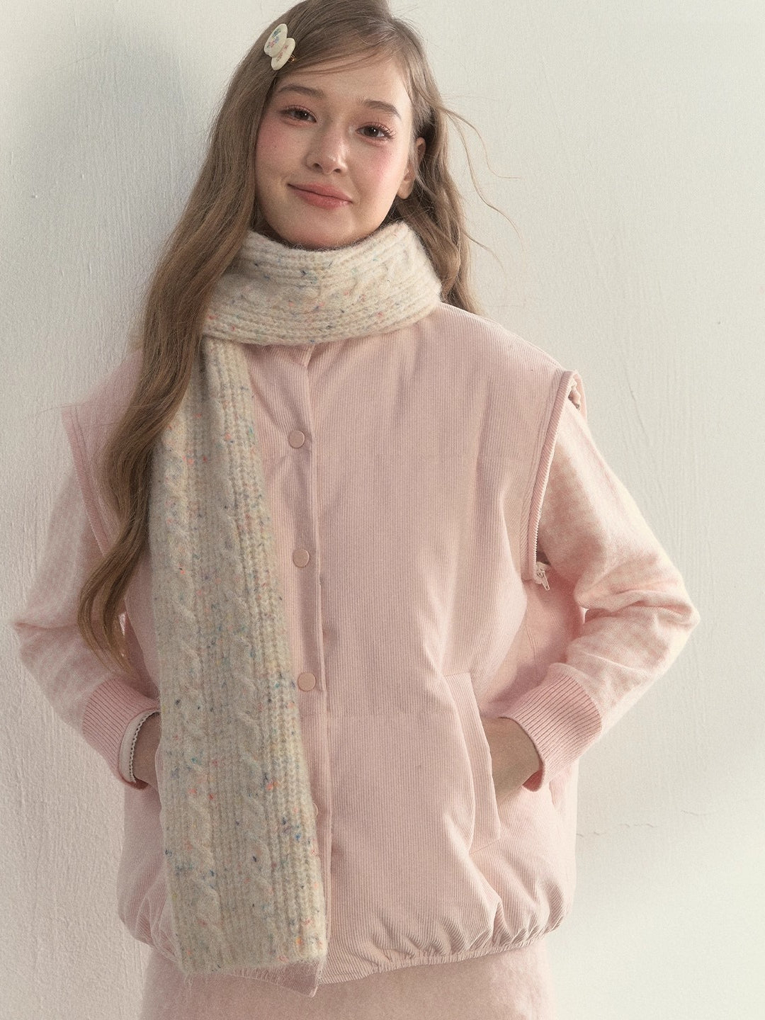 Speckled Cable Wool Scarf