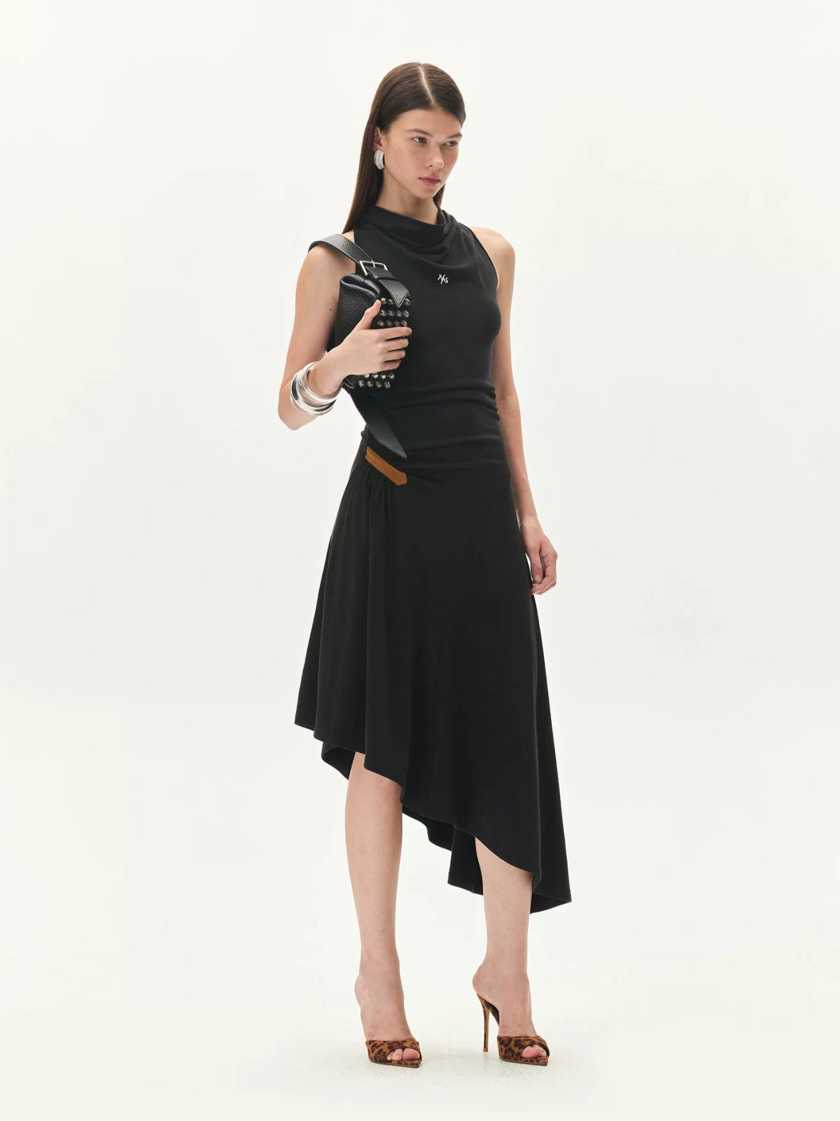 Halter Draped Wool Dress