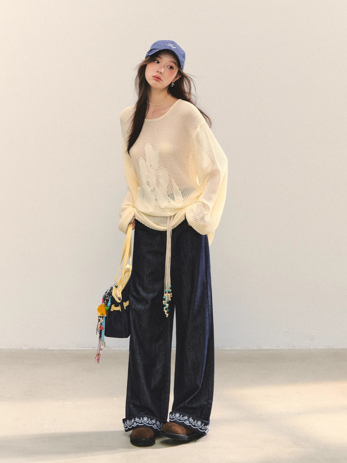 Flower Jacquard Loose Knitted Top