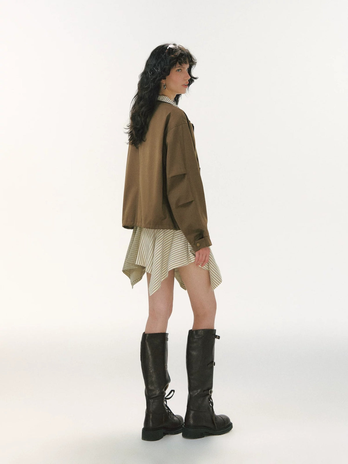 Striped Patchwork Utility Jacket