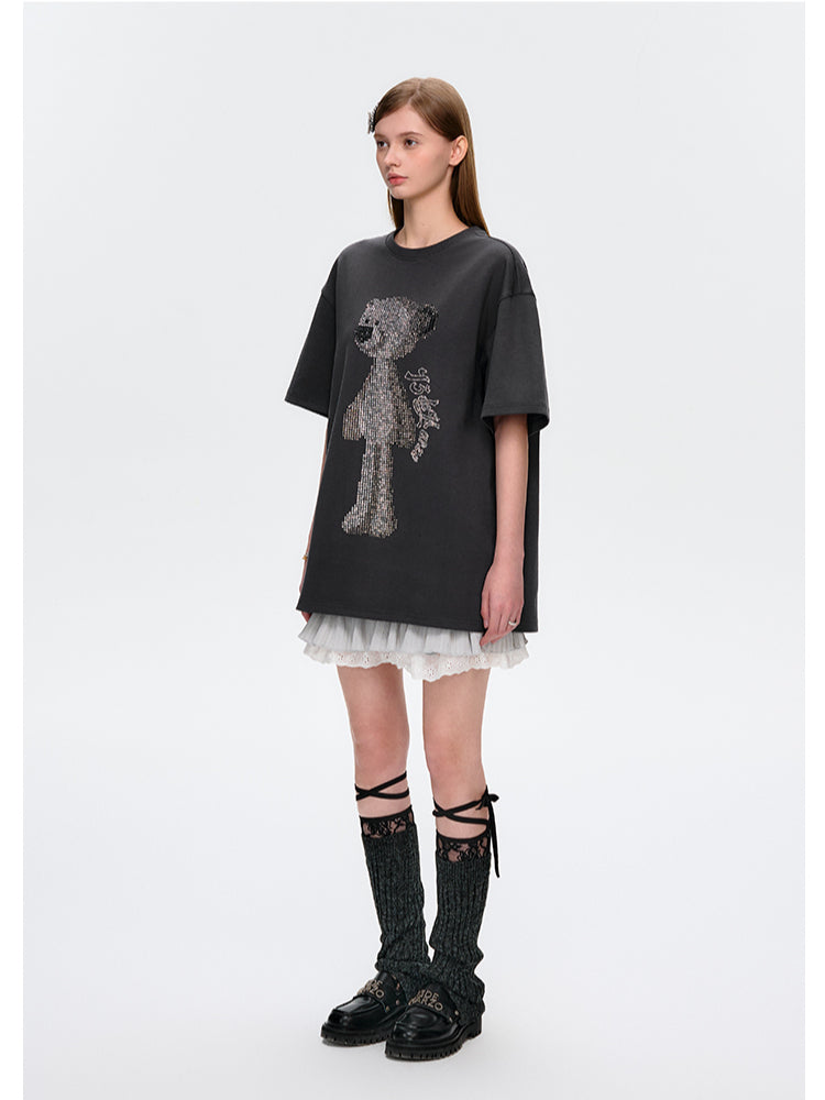 Doll Imitation Diamond Short-sleeve T-shirt