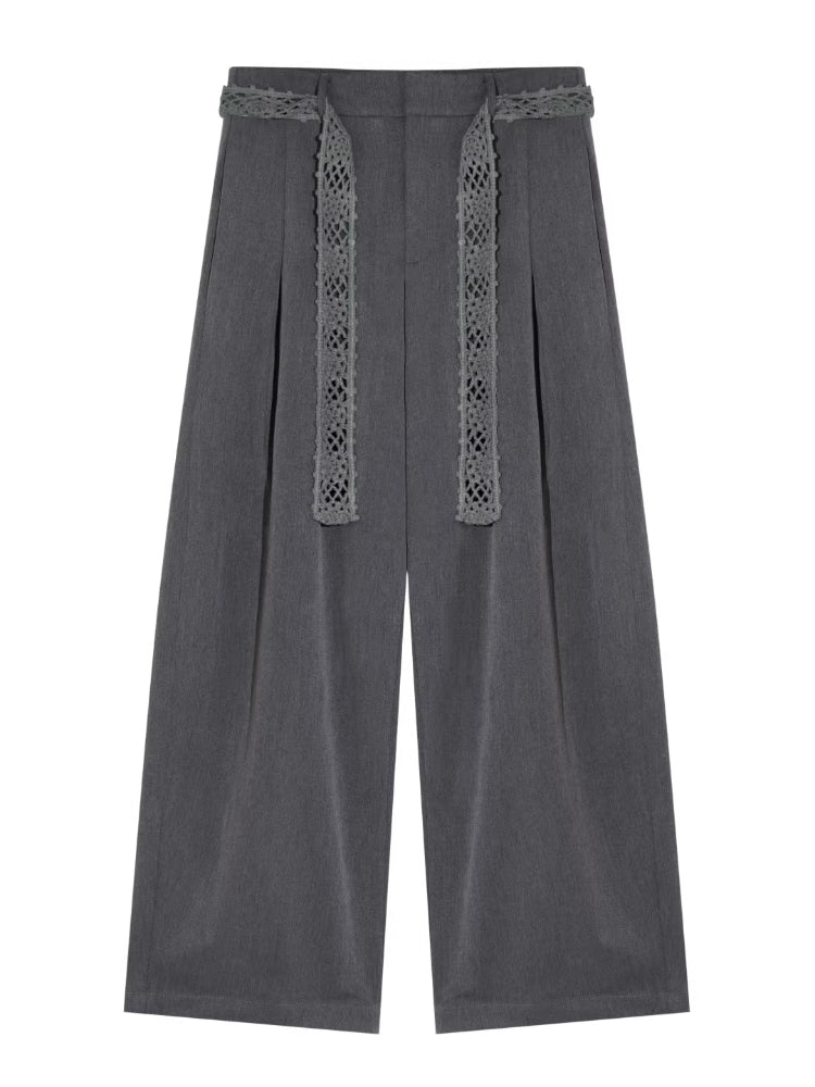 Crochet Belt Pleated Trousers