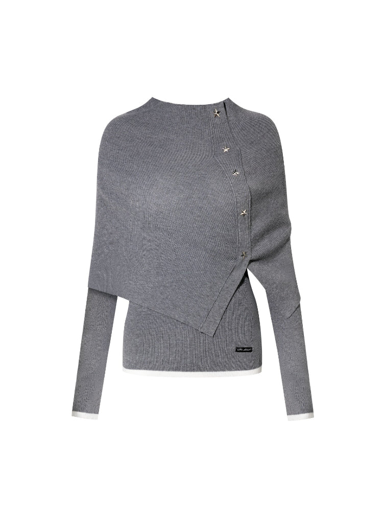 Detachable Cape Turtleneck Knit