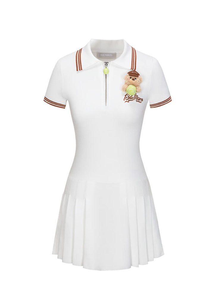Tennis Polo-Neck Slim Fit Pleated Dress