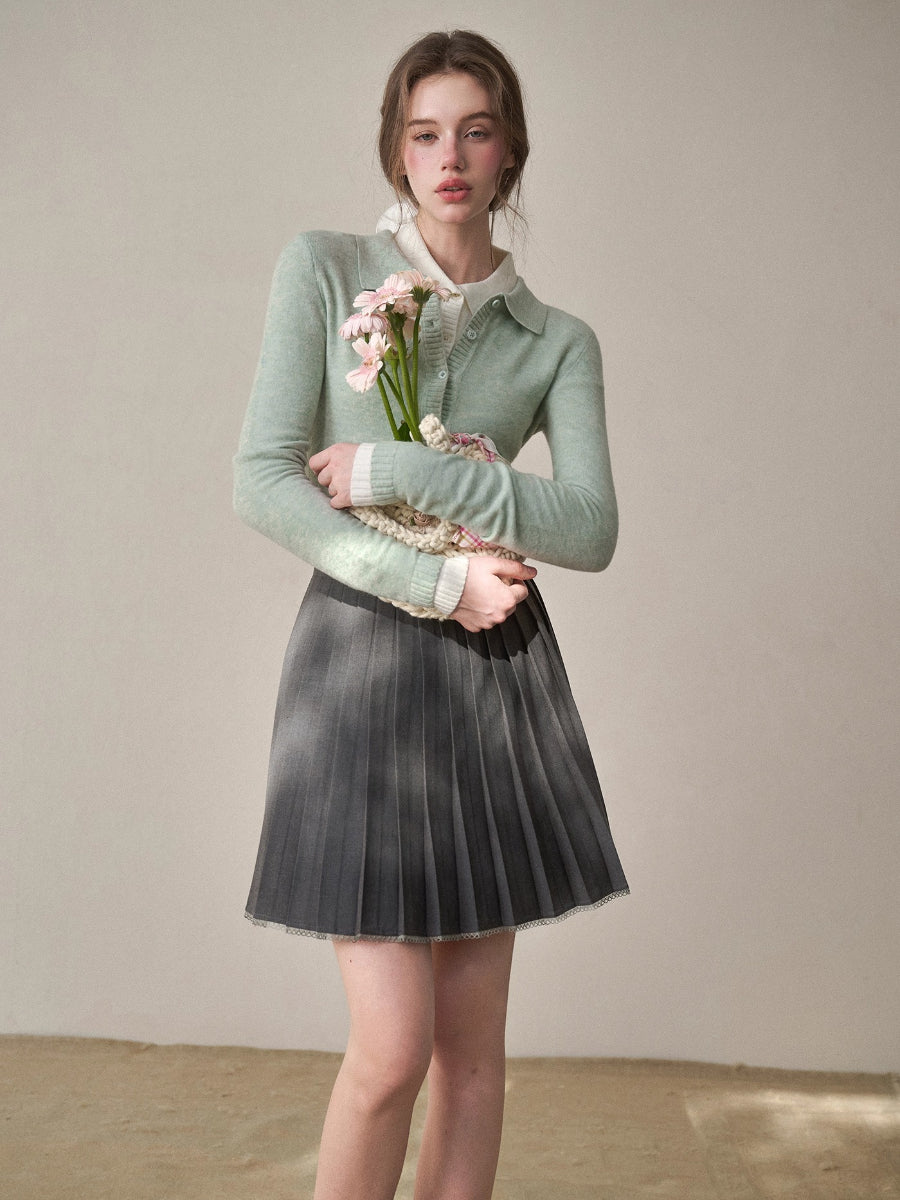 Mist-Grey Pleated Skirt