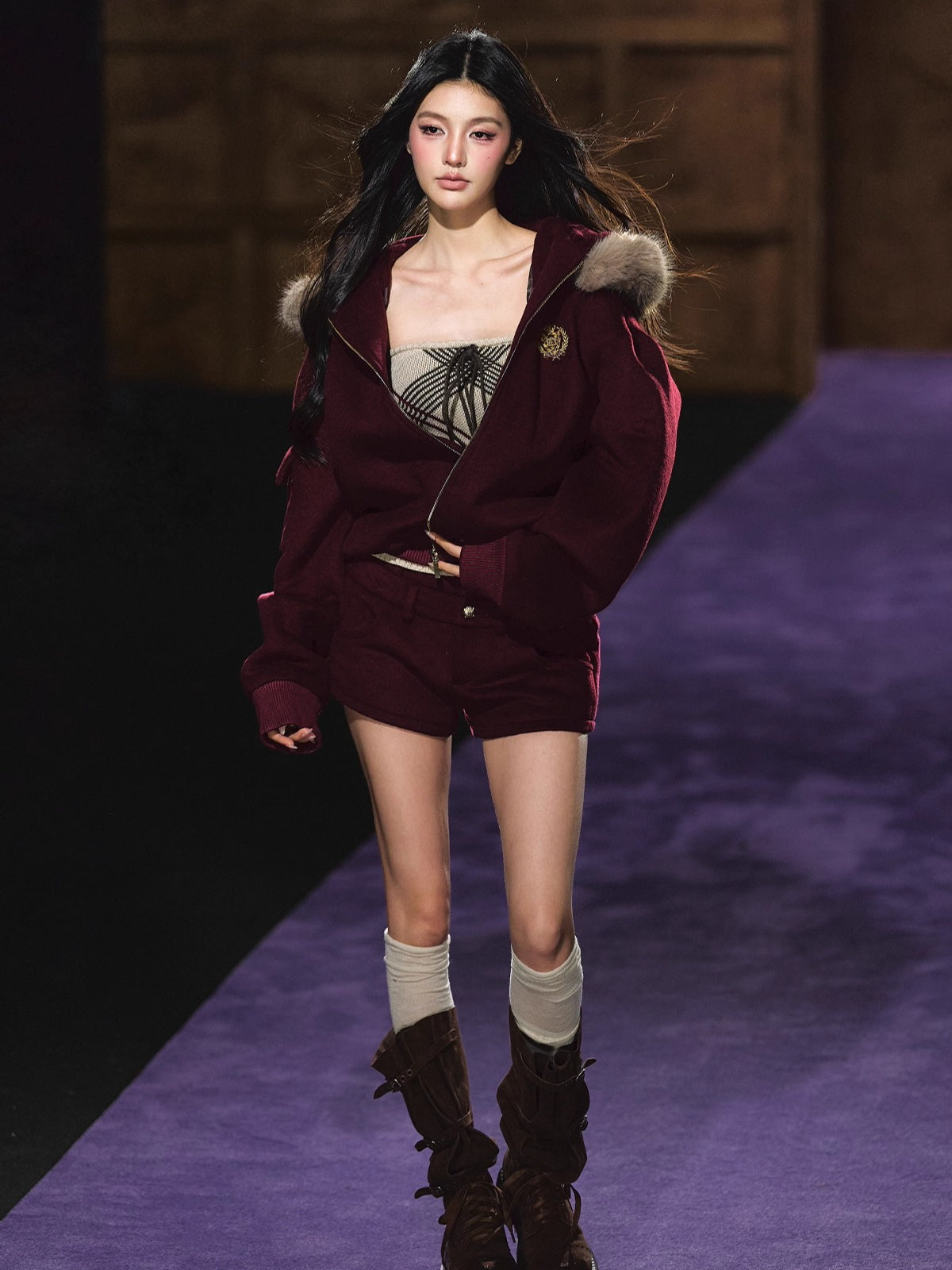 Wool-Blend Hooded Shorts Set