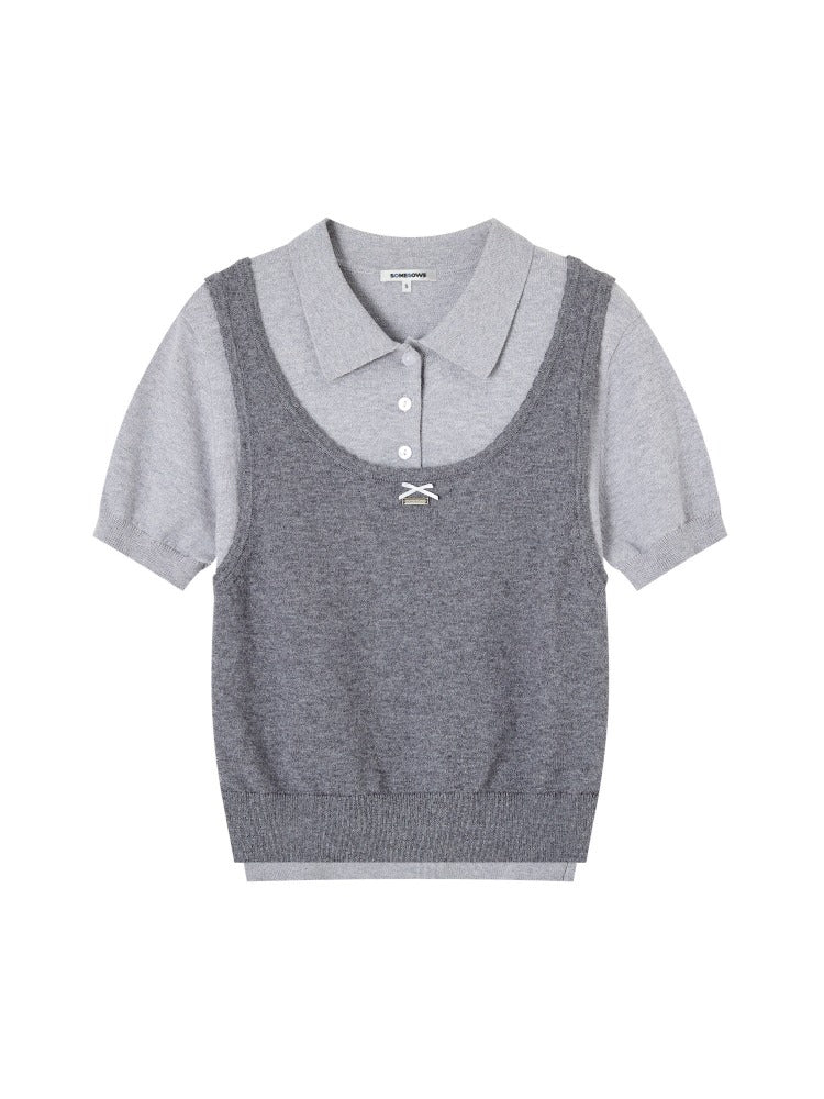 Polo Collar Two‑Layer Ice Silk T-shirt