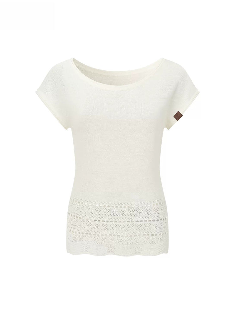 Asymmetry Linen Knit Tee
