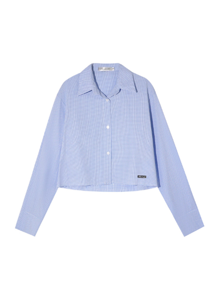 Plaid Fringe Hem Cropped Shirt