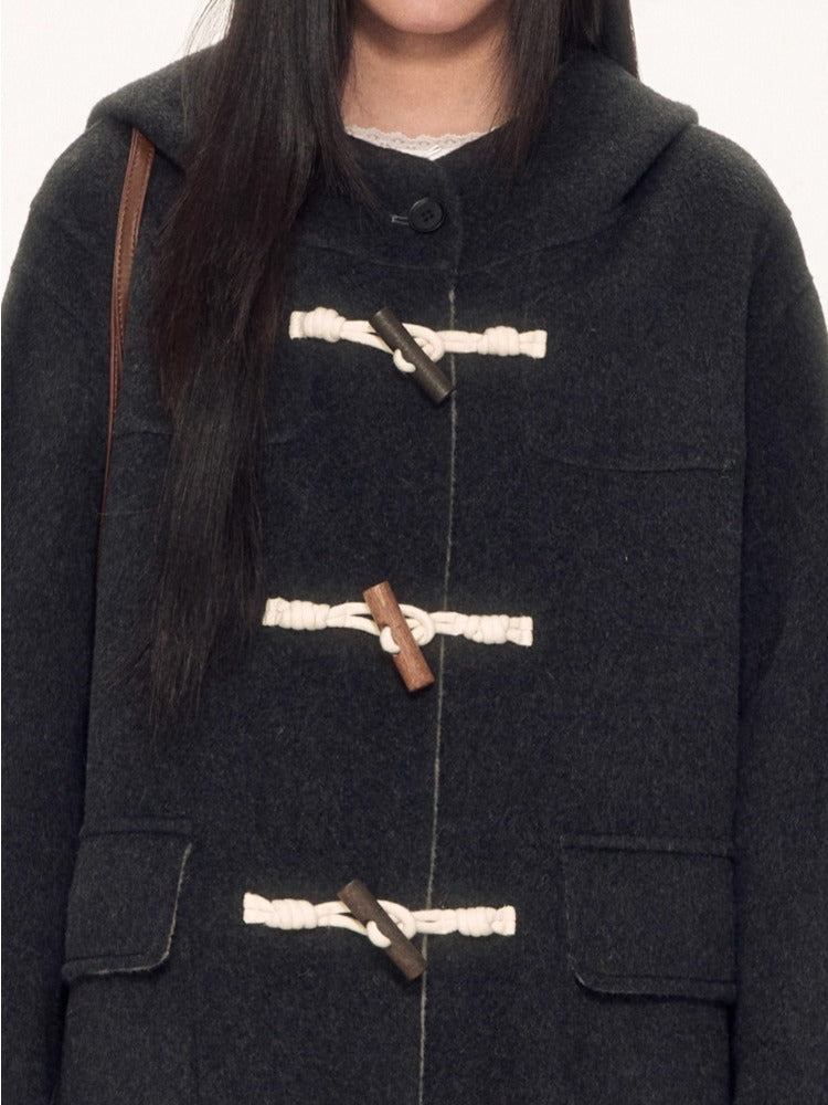 Navy Hooded Duffle Coat