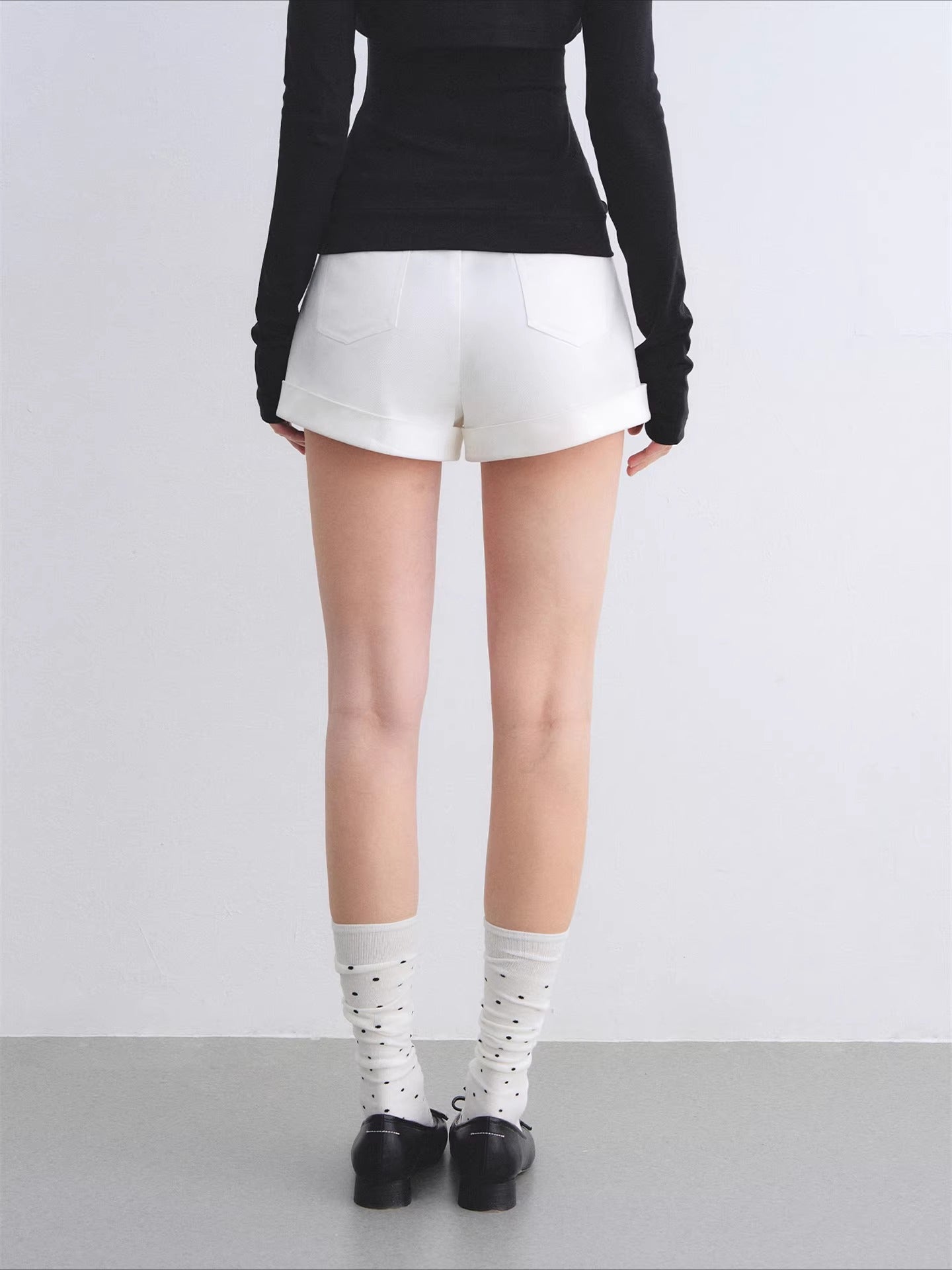 Belted Straight Denim Shorts
