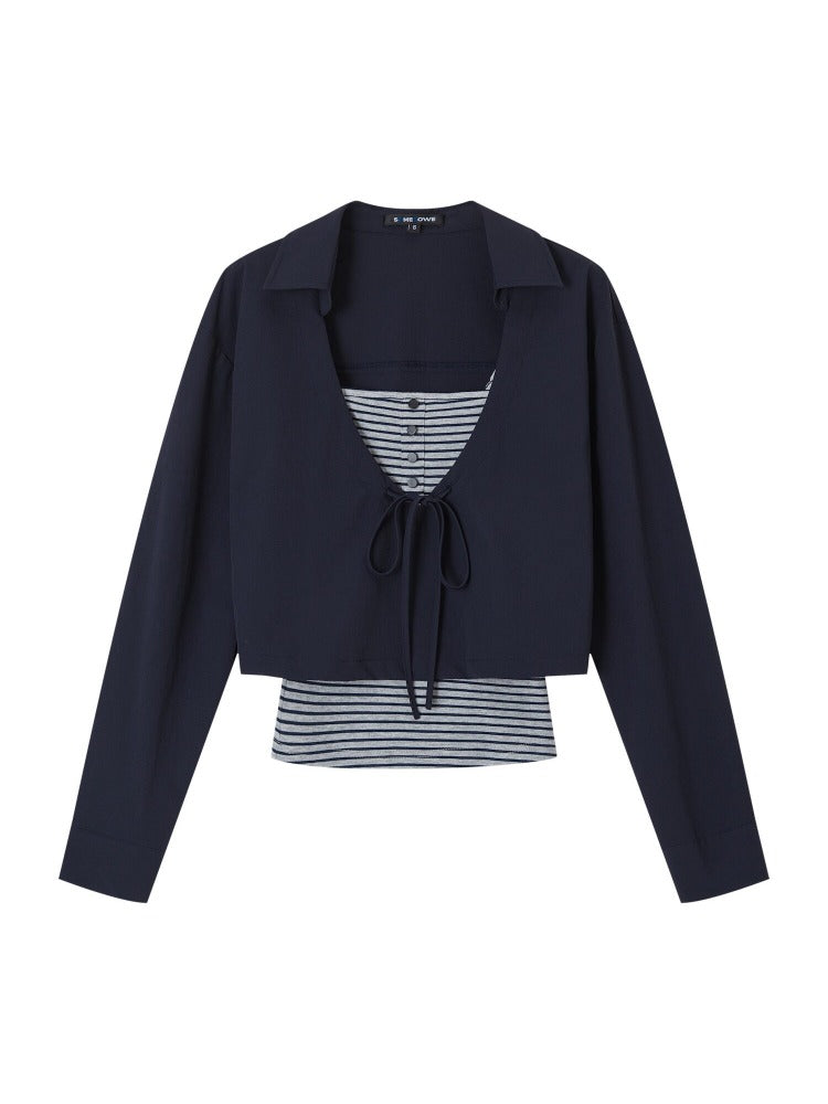 Ruched V Neck Layered Top