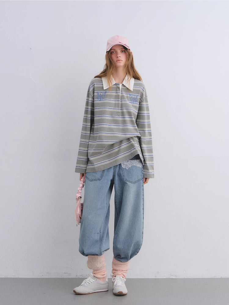 Striped Embroidered Polo Tee