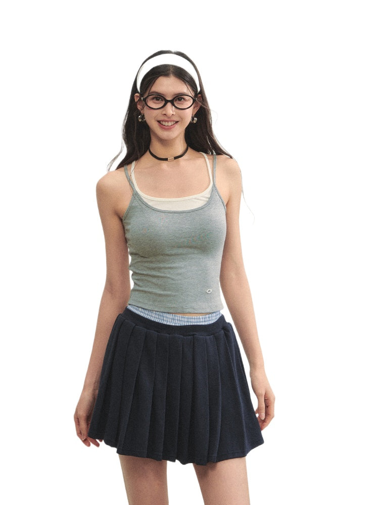 Fake Two-piece Padded Camisole Tank Top