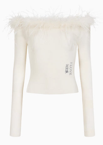 Off-White & Black Detachable Off-shoulder Sweater