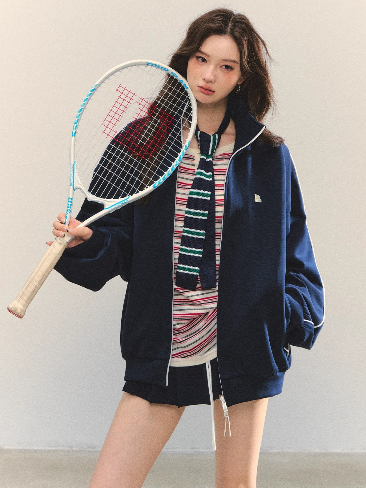 Zip-Up Colorblock Hoodie & Skort Set