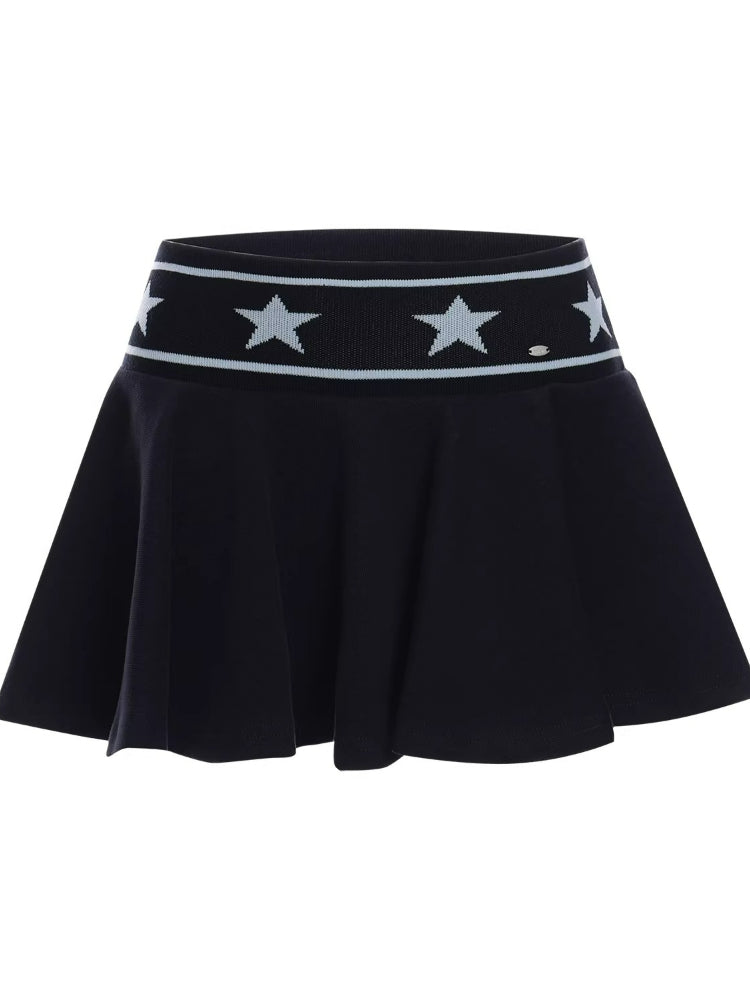 Star Waist Pleated Mini Skirt