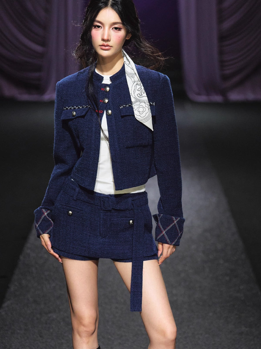 Quilted Stitch Jacket & A-Line Skirt Set