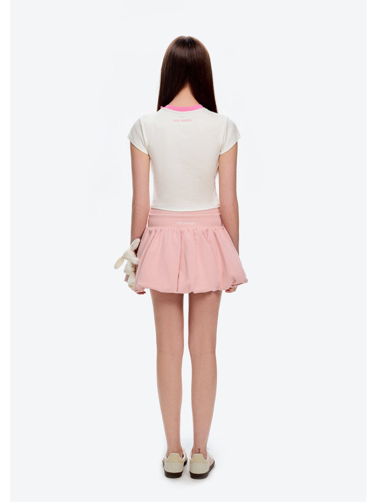 Neckline Bow Cotton T-shirt