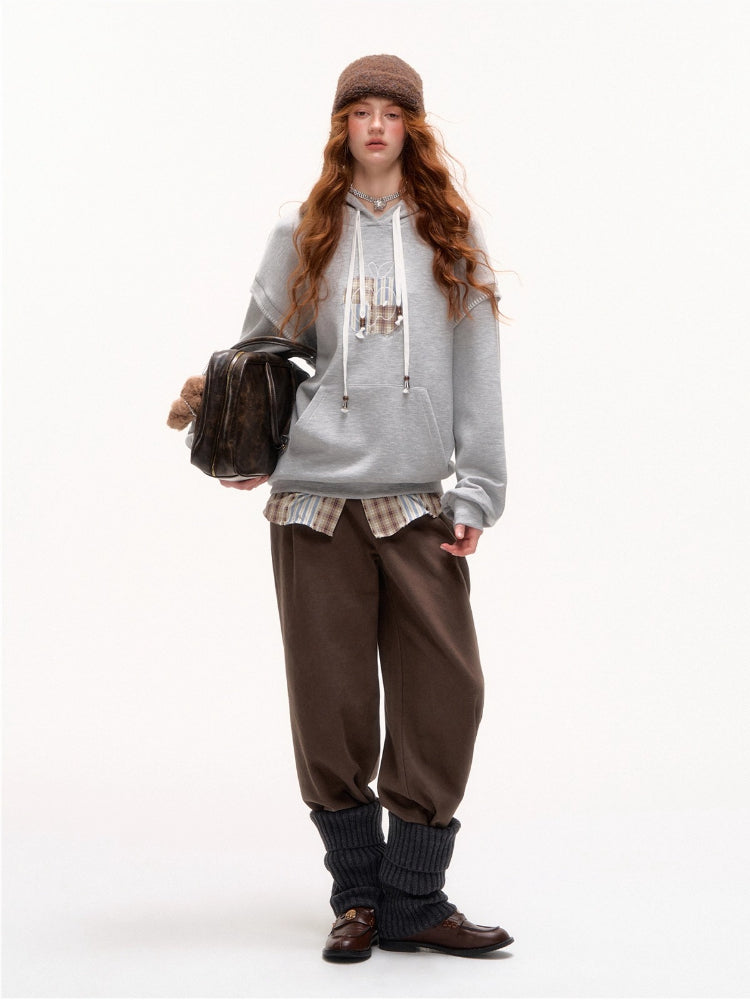 Apple Patch Two-Piece Layered Hoodie