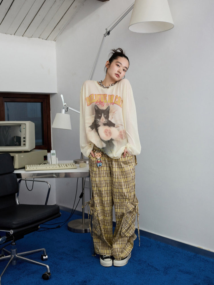 Plaid Hooded Shirt & Skirt & Pants Set