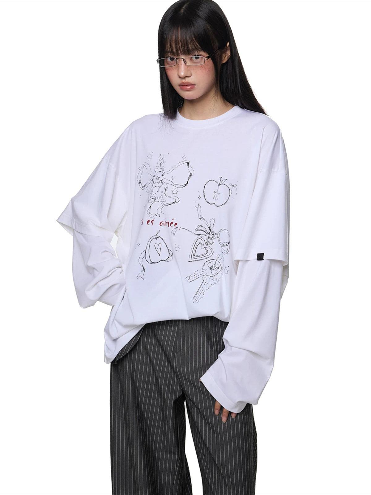 Printed Layered Long Sleeve Tee