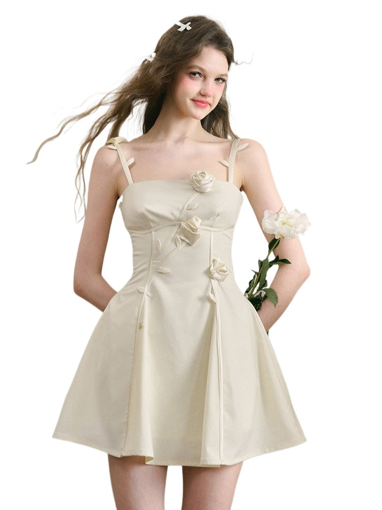 Black & White Floral Strapless Cami Dress