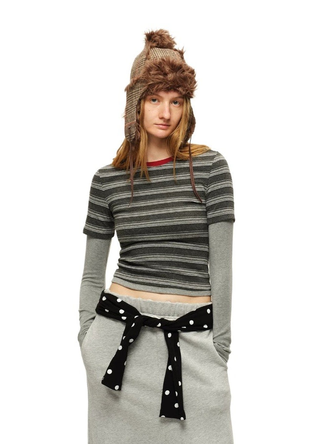 Layered Stripe Fitted Tee
