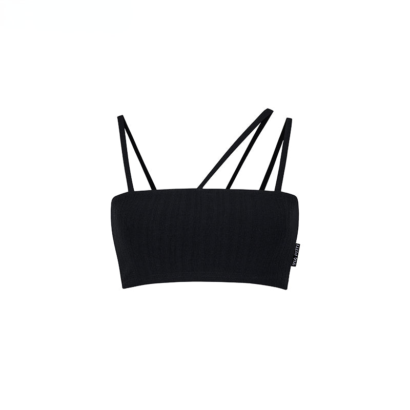 White & Black One-shoulder Tank Top