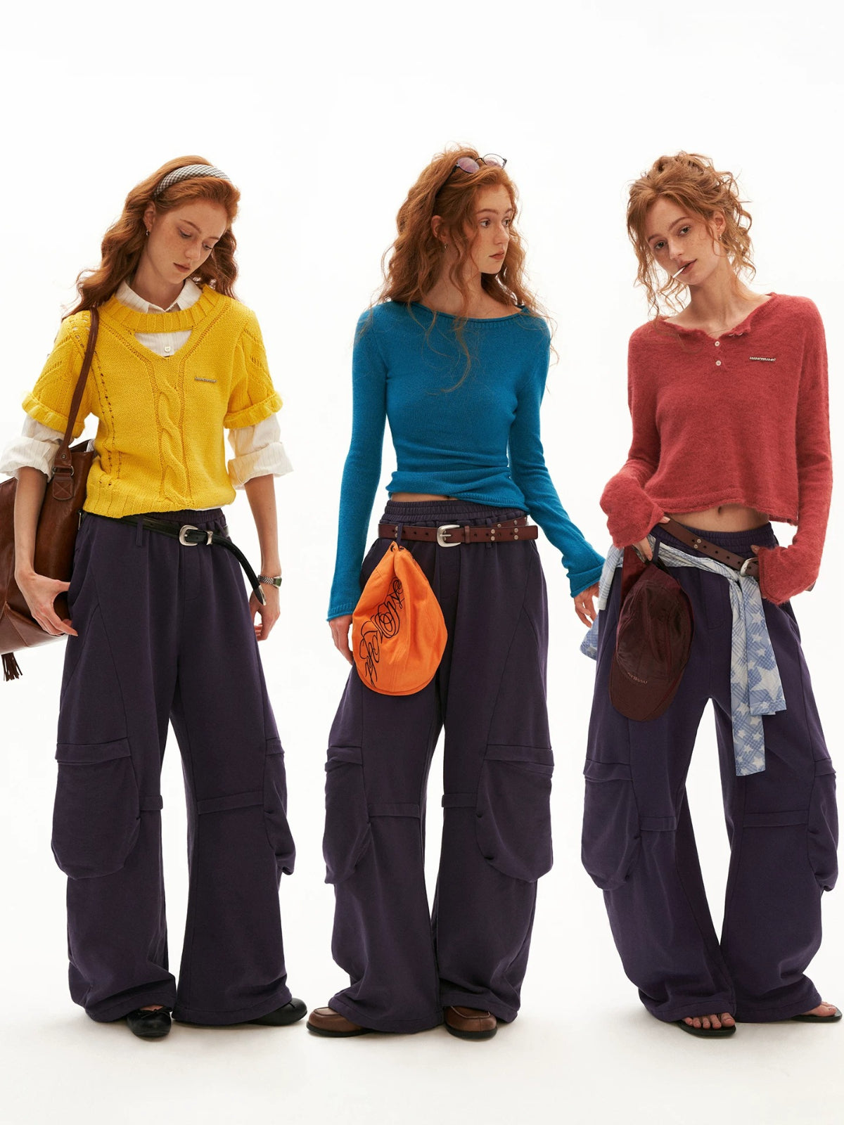 Washed Cotton Wide Leg Sweatpants