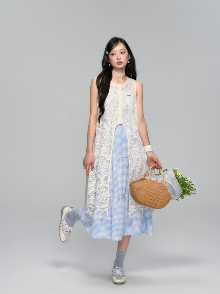 Tassel Contrast Color Dress Set