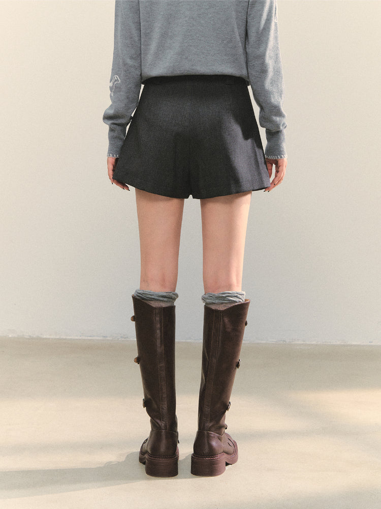 Anti-exposure Applique Pocket Suit Skort