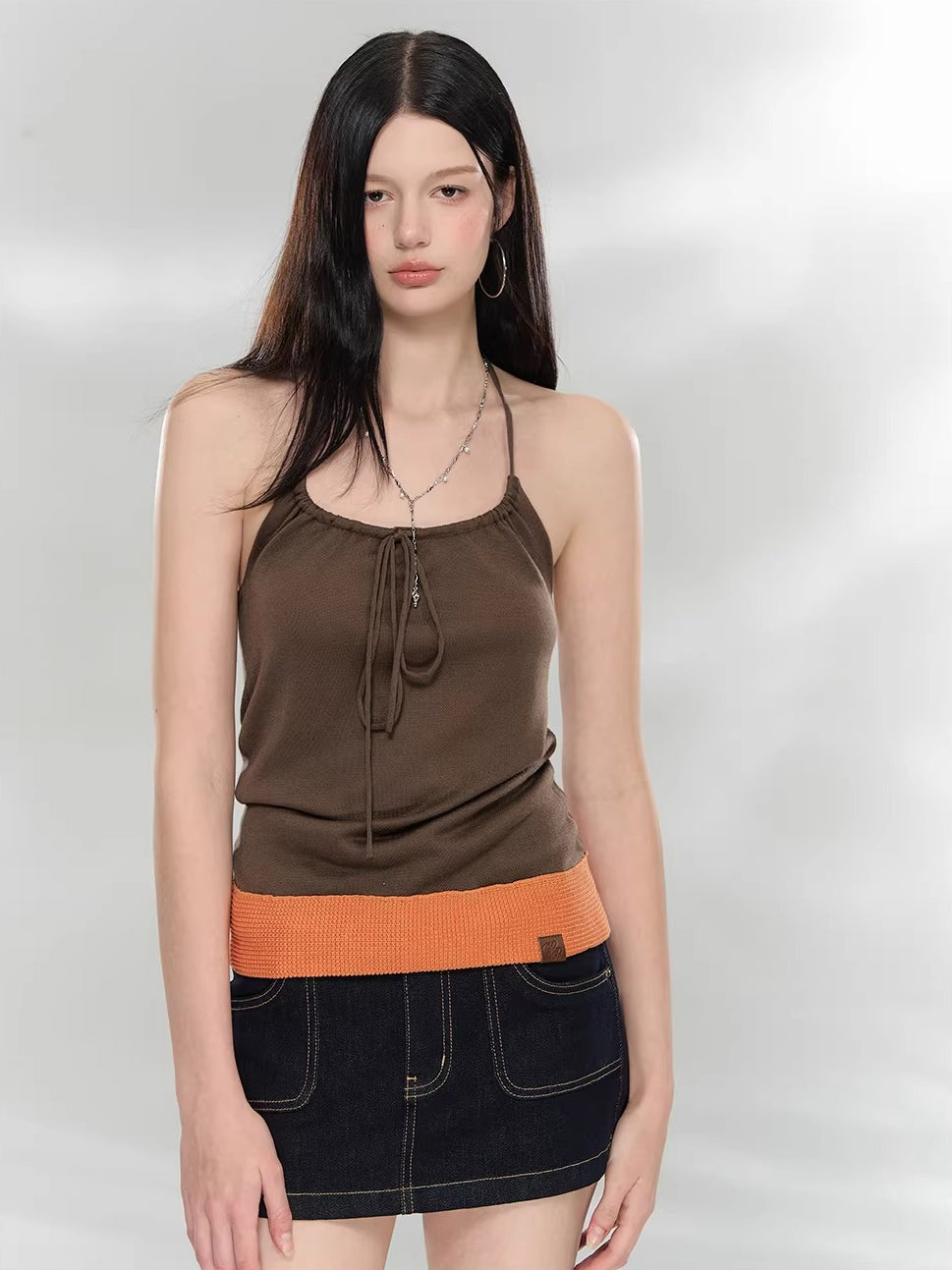 Contrast Halter Knit Top