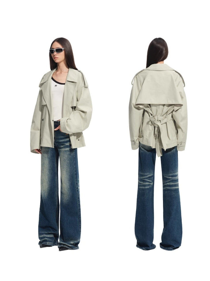 Asymmetric Contrast Neck T-shirt